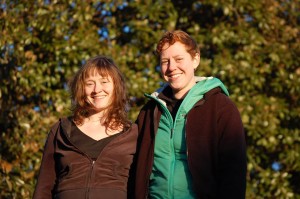 Heather Doyle and Carling Sothoron after being released from detention, February 3.