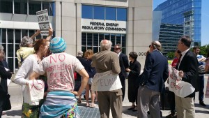 Protesters remain at FERC after being barred from Commission meeting./Photo courtesy of Beyond Extreme Energy