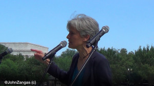 Dr. Jill Stein speaks at healthcare justice rally on August 1./Photo by John Zangas