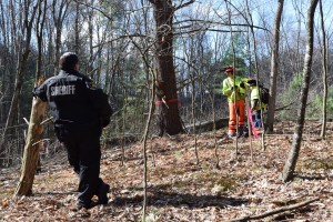 Huntingdon County Sheriff keeps an eye on tree-cutting crew on Gerhart property/Photo by Clean Air Council